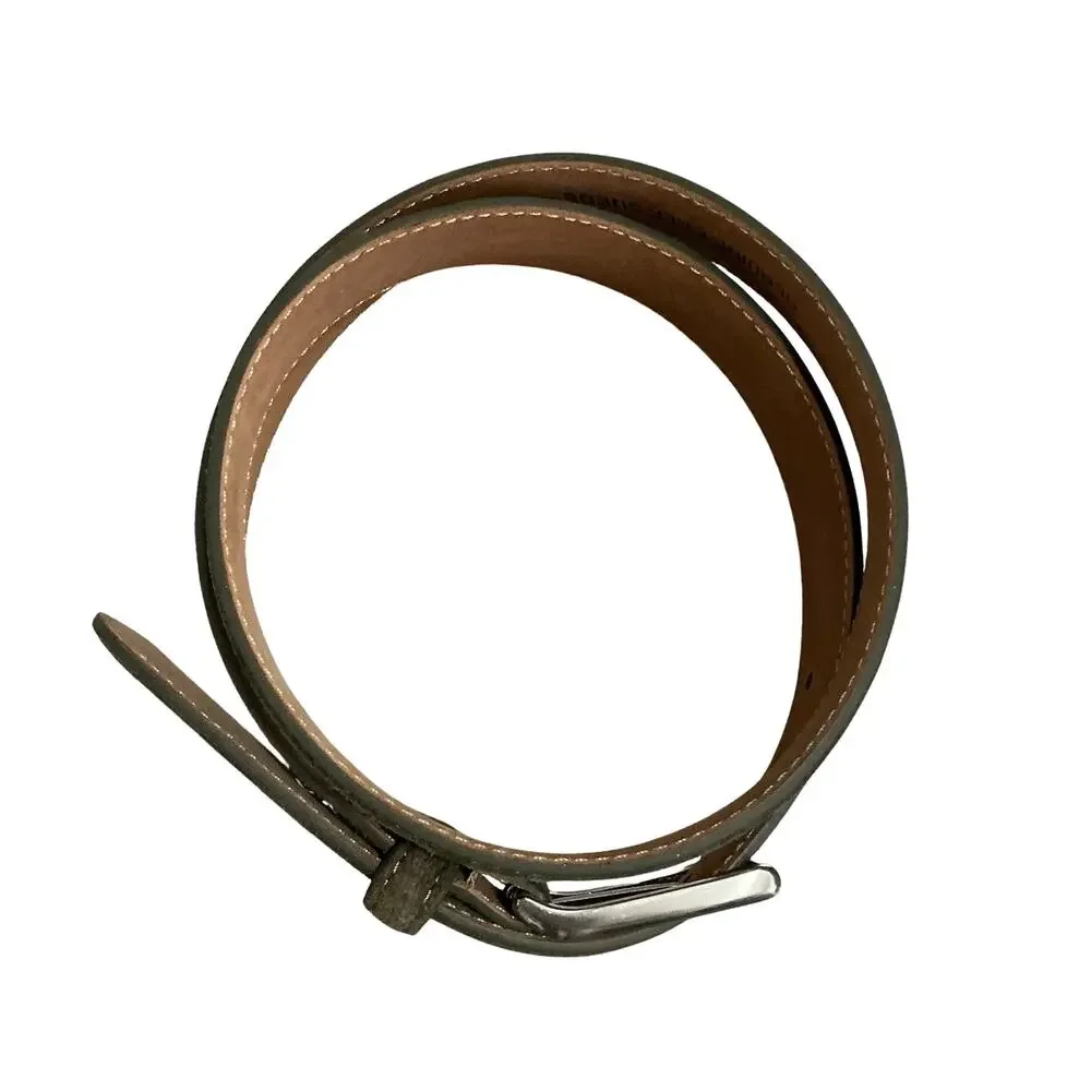 Peter Millar Excursionist Olive Green Velvety Suede Polished Silver Belt Size 32